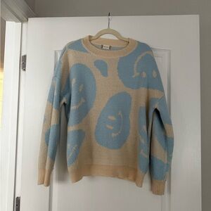 Blue and Cream Women's Sweater